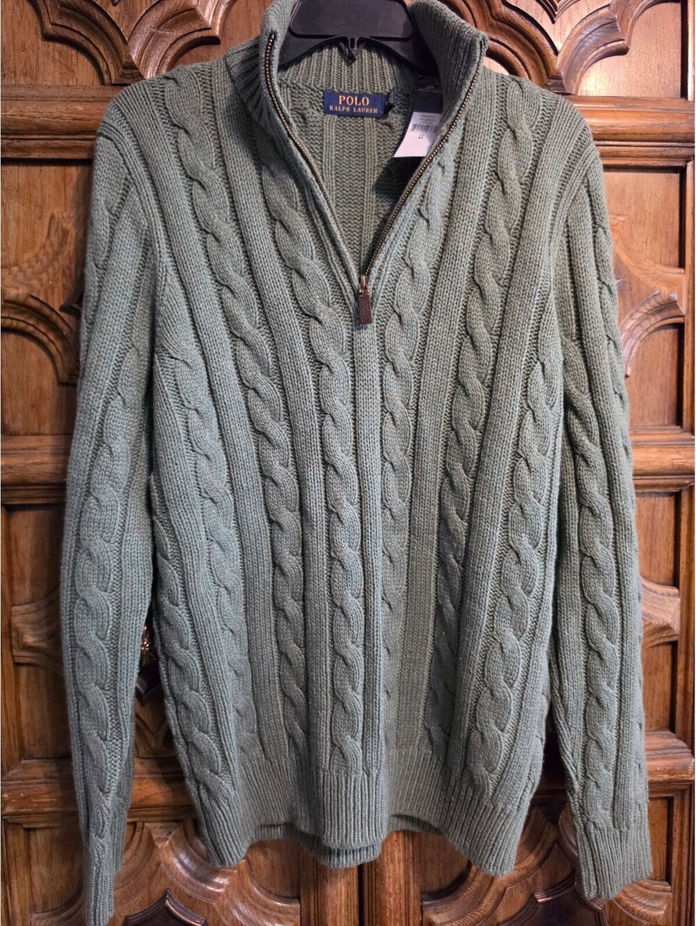 Polo Ralph Lauren Cable Knit Quarter-Zip Silk Sweater, NWT